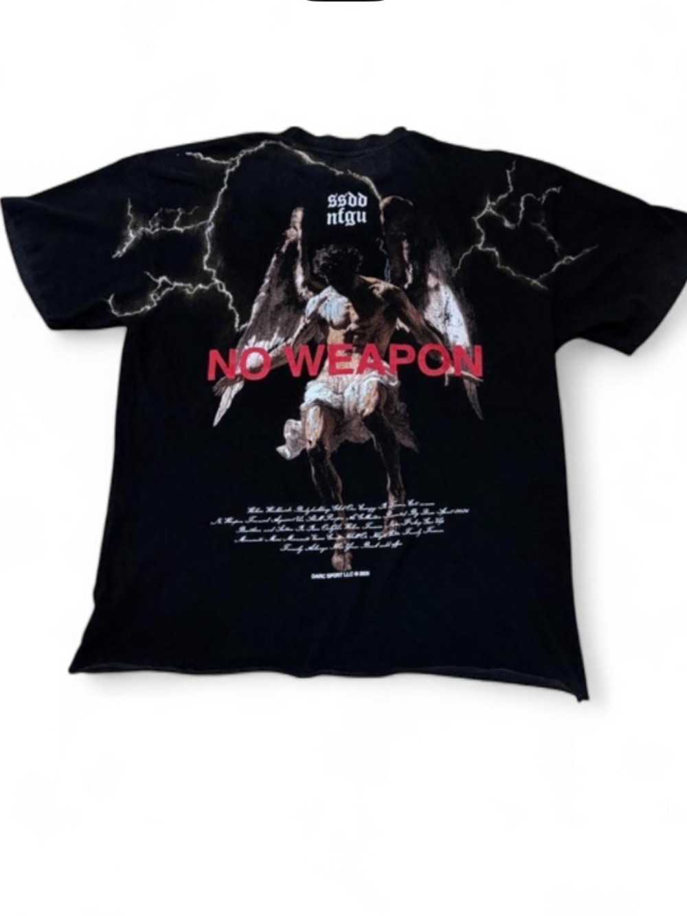 Darc Sport Black Graphic 'No Weapon' Tee with Red Text